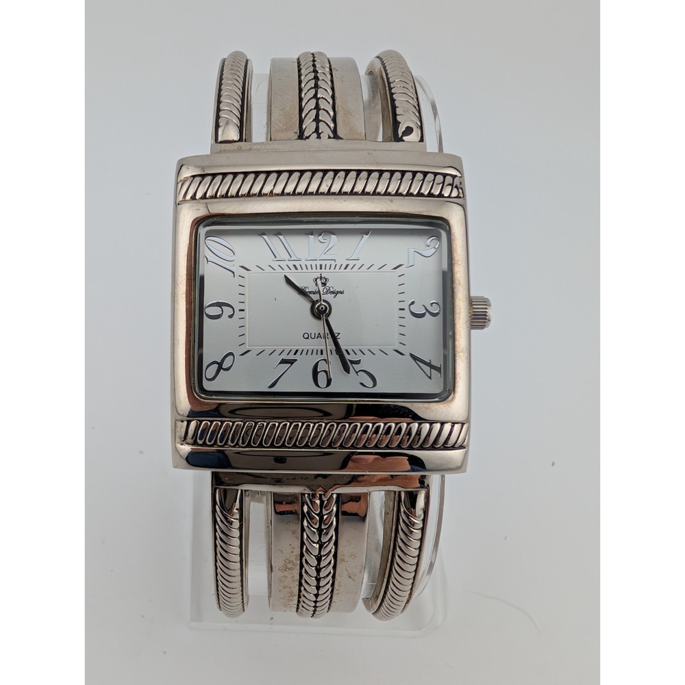 Premier Designs Watch Women 31mm Case Silver Bangle Hinge‎ Band- New Battery - Picture 2 of 8